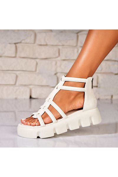 Joana Women's White Platform Sandals Made of Eco-Leather Jessie