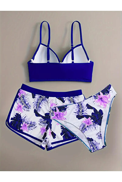 CN Women's Bikini Set Floral Patterned Shorts Set of 3