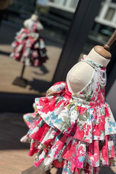 Bertuğ Bebek Fusta în straturi Rochie de seară de primăvară din crepon cu perle Rochie colorată pentru fetiță