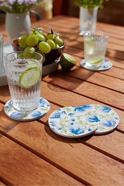 Tchibo 4 Pieces Drink Coasters 9 Dia cm, White