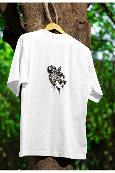MG Leopard Women's Printed Women's Crew Neck Cotton Oversize Short Sleeve T-S...