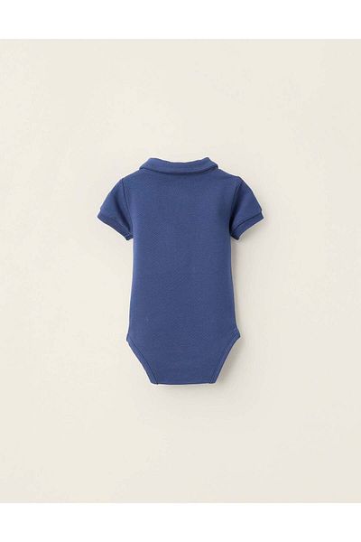 Ziddy Short Sleeve Polo-Bodysuit for Newborns 'B&S', Dark Blue