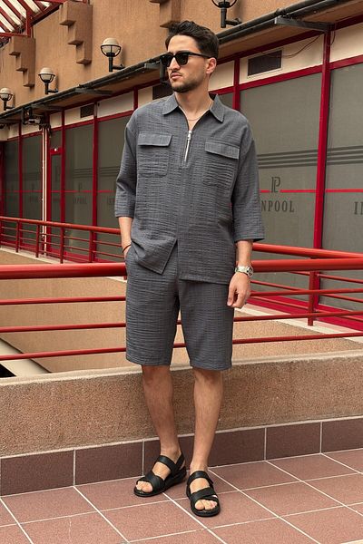 inpool Seersucker Woven Summer Oversize Zippered G12-297 Color Set