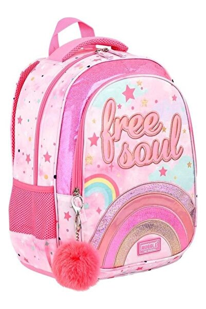 MUGGLE MU-9060 Gökkuşağı Desenli Ilkokul Sırt Çantası Pembe
