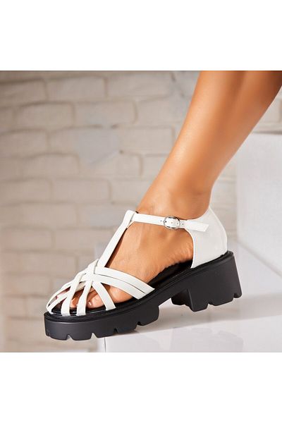 Joana Women's White Platform Sandals Made of Patent Leather Jiarui2