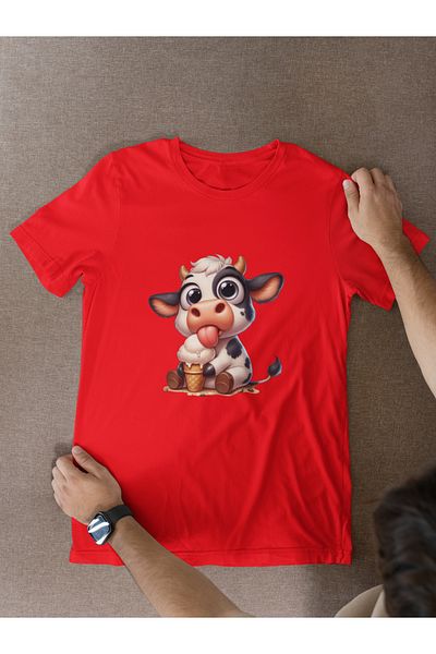 MAGORS Cute Cow Printed Standard Fit Crewneck Cotton Adult Women's & Kids Tee