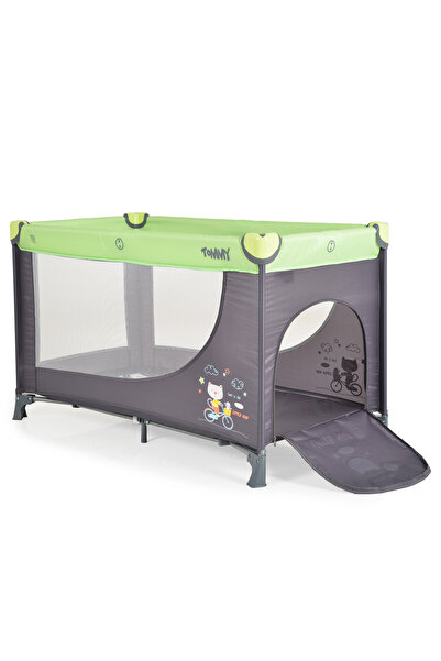 OEM Patut pliabil cu Doua Niveluri Moni Tommy Verde, Saltea pliabila inclusa