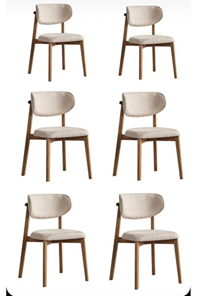 Kızılaslan Mobilya Bohem Sandalye 6lı Teddy kumaş yemek odası sandalyesi mutf...