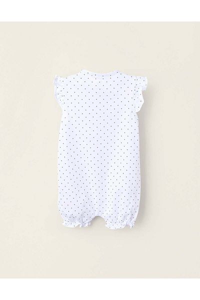 Ziddy Pack of 3 Cotton Romper-Pyjamas for Baby Girls, Blue/Pink/White