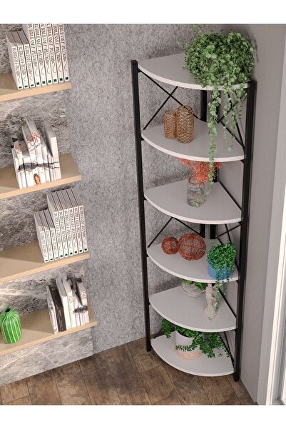 ilkal خزانة كتب على شكل زهرة مع 6 أرفف باللون الأبيض