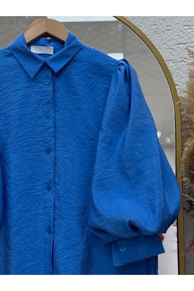 Ebrar Store Blue Balloon Sleeve Shirt Bn4207