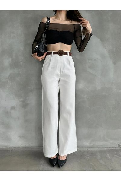 Butik Linen Trousers with Belted Waist