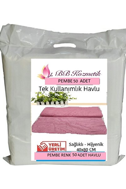 BB KOZMETİK Tek Kullanımlık Sac Manikur Pedıkur Hijyen Havlusu Pembe Renk 50 ...
