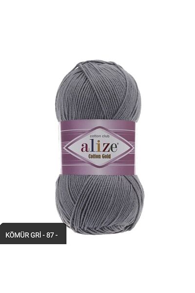 Alize Cotton Gold 100 Gr Amigurumi Βελόνα Πλέξης Νήμα Πιτσίκα Γκρι Κάρβουνο -87-
