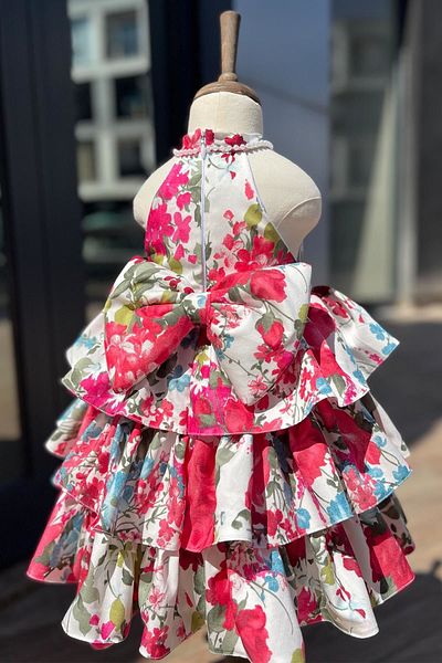 Bertuğ Bebek Fusta în straturi Rochie de seară de primăvară din crepon cu perle Rochie colorată pentru fetiță
