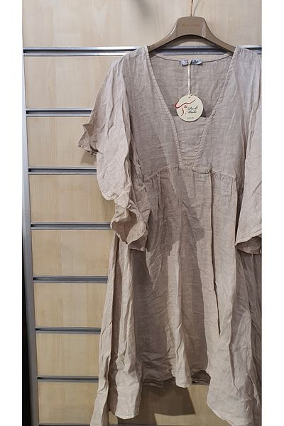 Park Moda Κοντό λινό φόρεμα με μανίκια