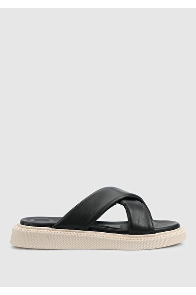 Provoq Чорні шкіряні жіночі капці