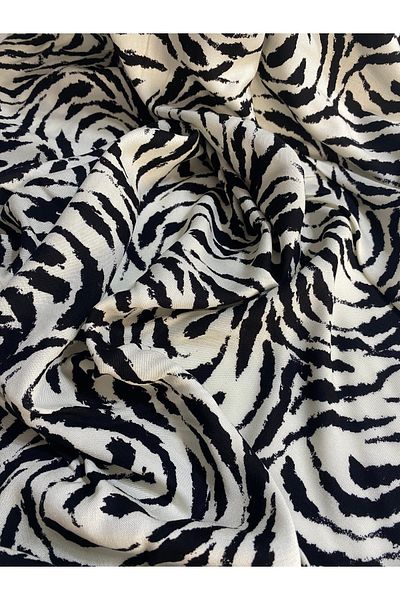 BURSA KUMAŞTAN Zebra Patterned Cotton & Viscose Dress, Shalwar Blouse & Flowy
