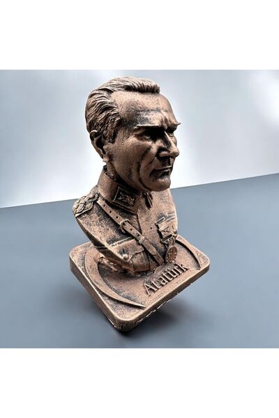 Peramari Dekoratif Polyester Atatürk Büstü 17 Cm Bakır Eskitme