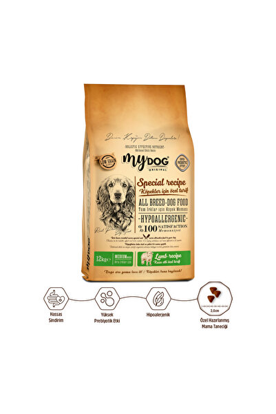 mydog Orıgınal Az Tahıllı Kuzu Etli Orta Irklar Için Köpek Maması 12kg