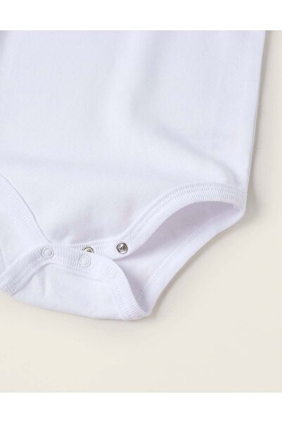 Ziddy Pack of 4 Short Sleeve Cotton Bodysuits for Baby, White