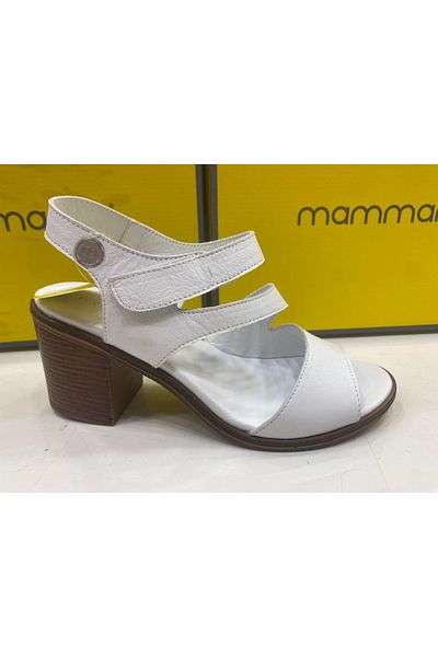 Mammamia Women's Genuine Leather Daily White Heel Sandals