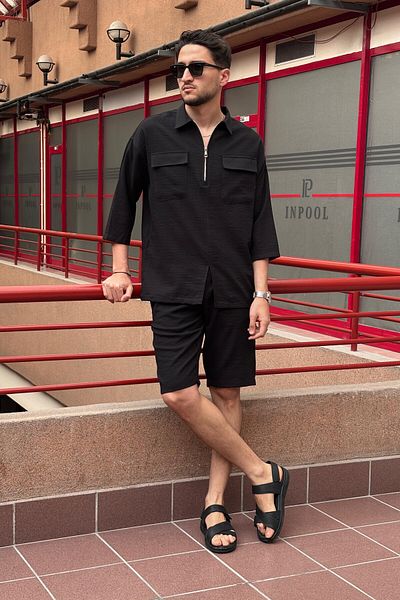 inpool Seersucker Woven Summer Oversize Zippered G12-297 Color Set