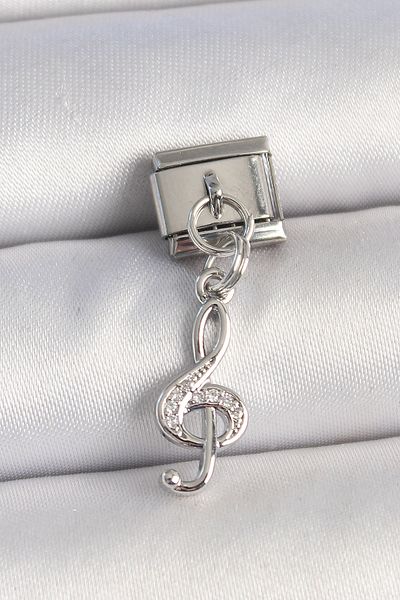 Skygo Zircon Stone 316L Steel Left Key 316L Silver Color Model Nomination Charm