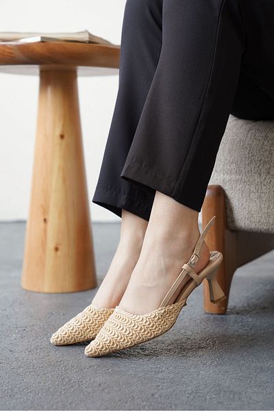 GOFFSHOES Women's Erica Heeled Shoes - Straw-Patterned