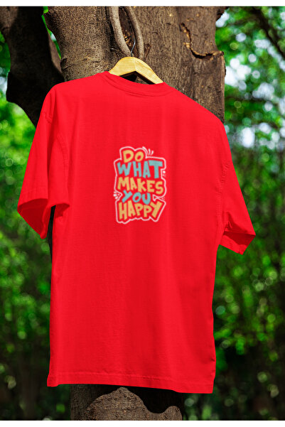 MG افعل ما يجعلك سعيدًا تي شيرت قطني مطبوع برقبة دائرية للجنسين وأكمام قصيرة