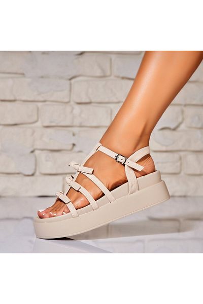 Joana Sandale dama cu platforma Bej din Piele Ecologica Zyren