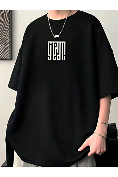 Revasser Unisex Erkek/Kadın YEP Özel Baskılı Oversize Pamuklu Bisiklet Yaka T-Shirt