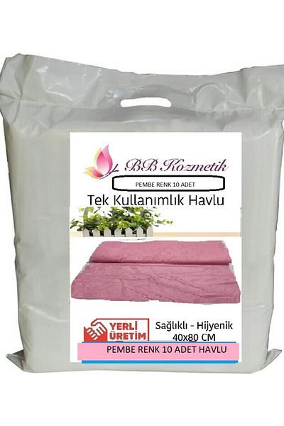 BB KOZMETİK Disposable Towel Pink Color 40X80 cm 10 Pieces