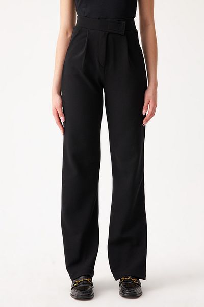 Know Women's Black Lycra Velcro Closure Palazzo Trousers