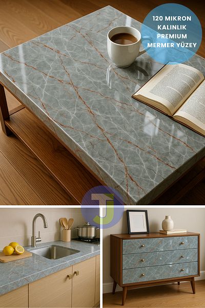 Technojet Self-Adhesive Marble Pattern Foil Countertop Kitchen Bathroom Wall Covering 60Cmx300Cm