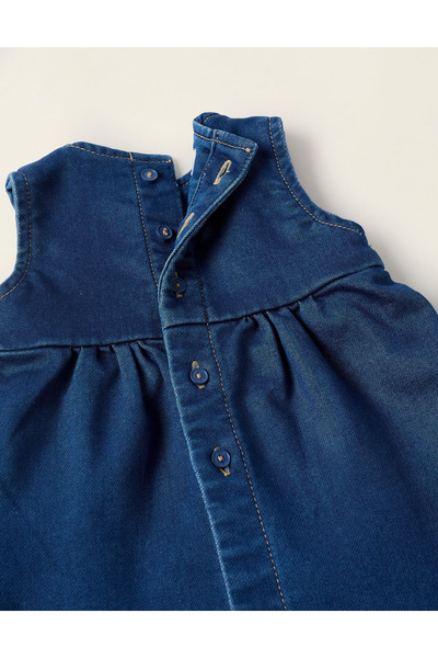 Ziddy Denim Dress + Bloomers for Newborn Girls, Dark Blue