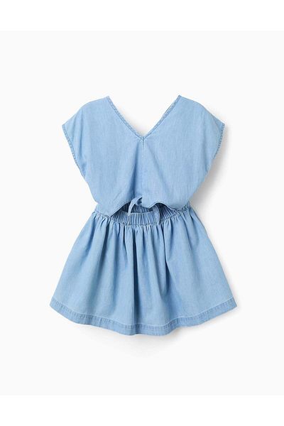 Ziddy Light Denim Dress for Girls, Blue