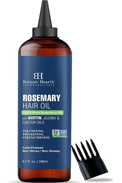 Botanic Hearth 100% Pure Rosemary Oil For Hair Growth | 200 ML | Infused With Biotin, Jojoba & Casto