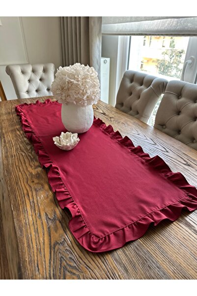 Decamor home Памучен, устойчив на петна винтидж пътека в цвят бордо с разшире...