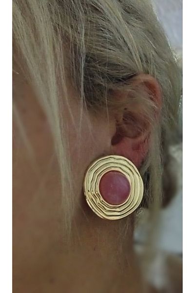 mos&more Lightweight Stylish Women's Earrings with Gold Pink Detail