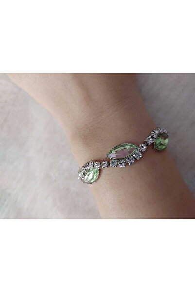 Avcıoğlu Aksesuar اسوارة نسائية مرصعة بالزركون وحجر اكريليك ملون مطلية بالفضة