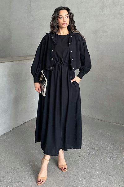 MD trend Women's Bolero Dress Set with Pockets