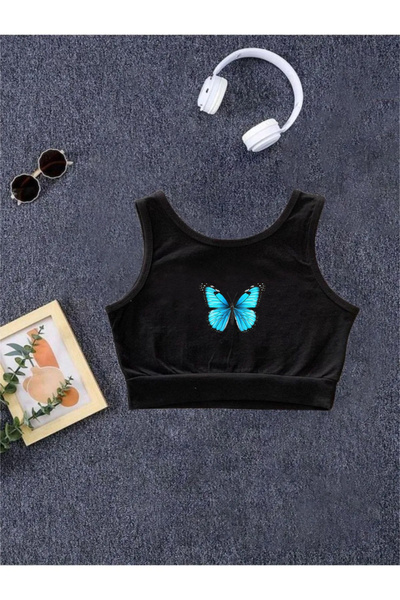 Machetta Dečiji leptir Štampano 100% pamuk Viseći Skraćeni kroj T-shirt