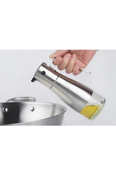 mastergold 230ml Olive Oil & Vinegar Dispenser Bottle | Non-Drip Stainless Steel with Handle for Kitchen Use