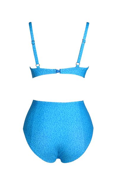 Endeep Women's Underwire Push up Plus Size Blue High Waist Bikini Set