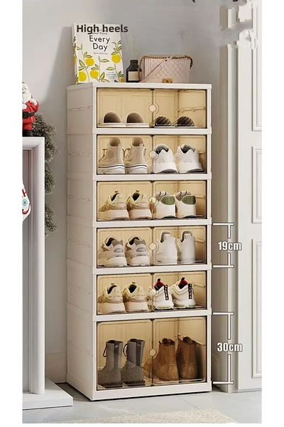 decorev 6 Tiers Foldable, Dustproof Shoe Cabinet with Clear Cover, Large Size and Large Capacity