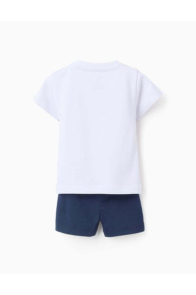 Ziddy Cotton Pyjama for Baby Boys 'Sea Creatures', White/Blue
