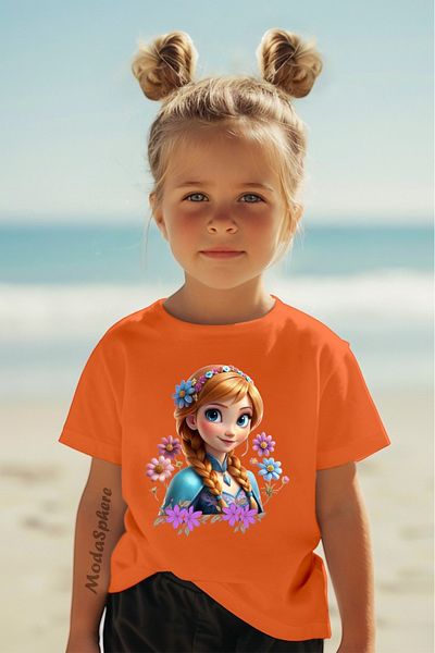 ModaSphere Printed Crew Neck Short Sleeve Girl's T-Shirt