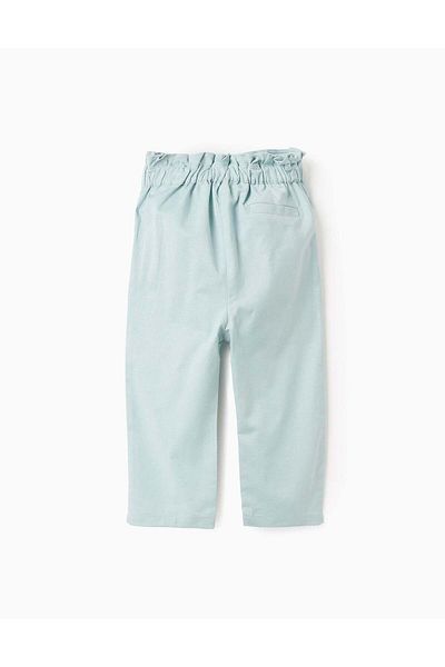Ziddy Cotton and Linen Trousers for Baby Girls, Aqua Green
