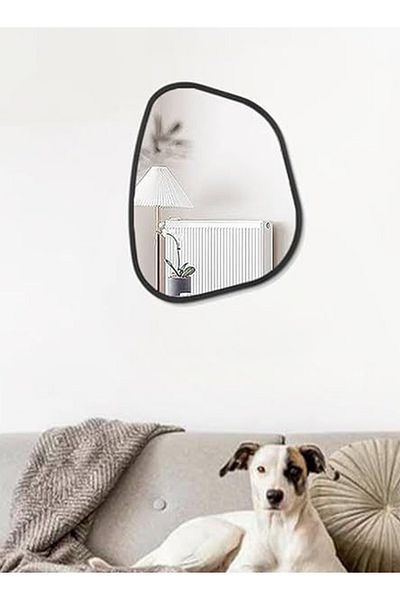 ماركة غير محددة Black frame wall mirror 66*58